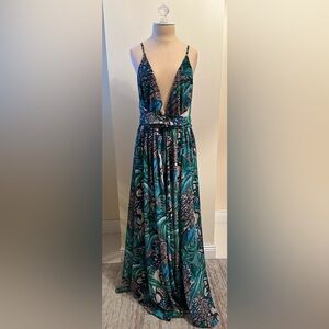 Blue Tropical Maxi Dress - Size M